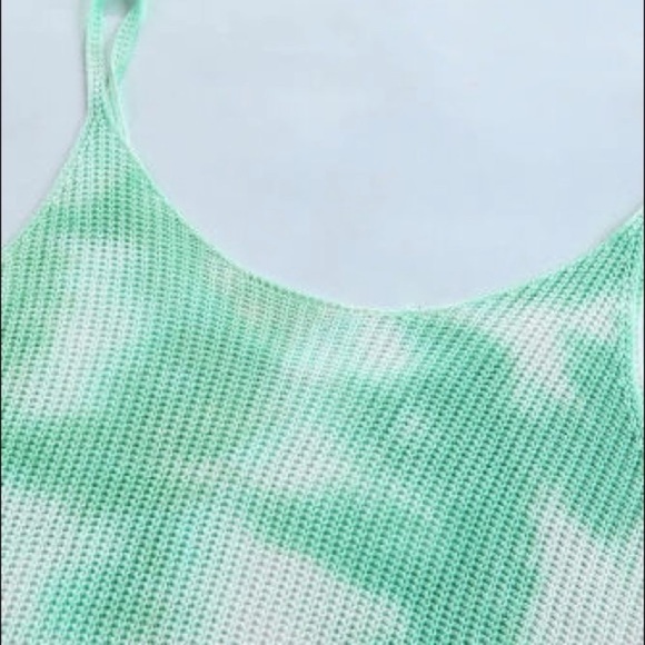 New Green & White Tie Dye Print Knit Tank Top Size 2X - Picture 5 of 7